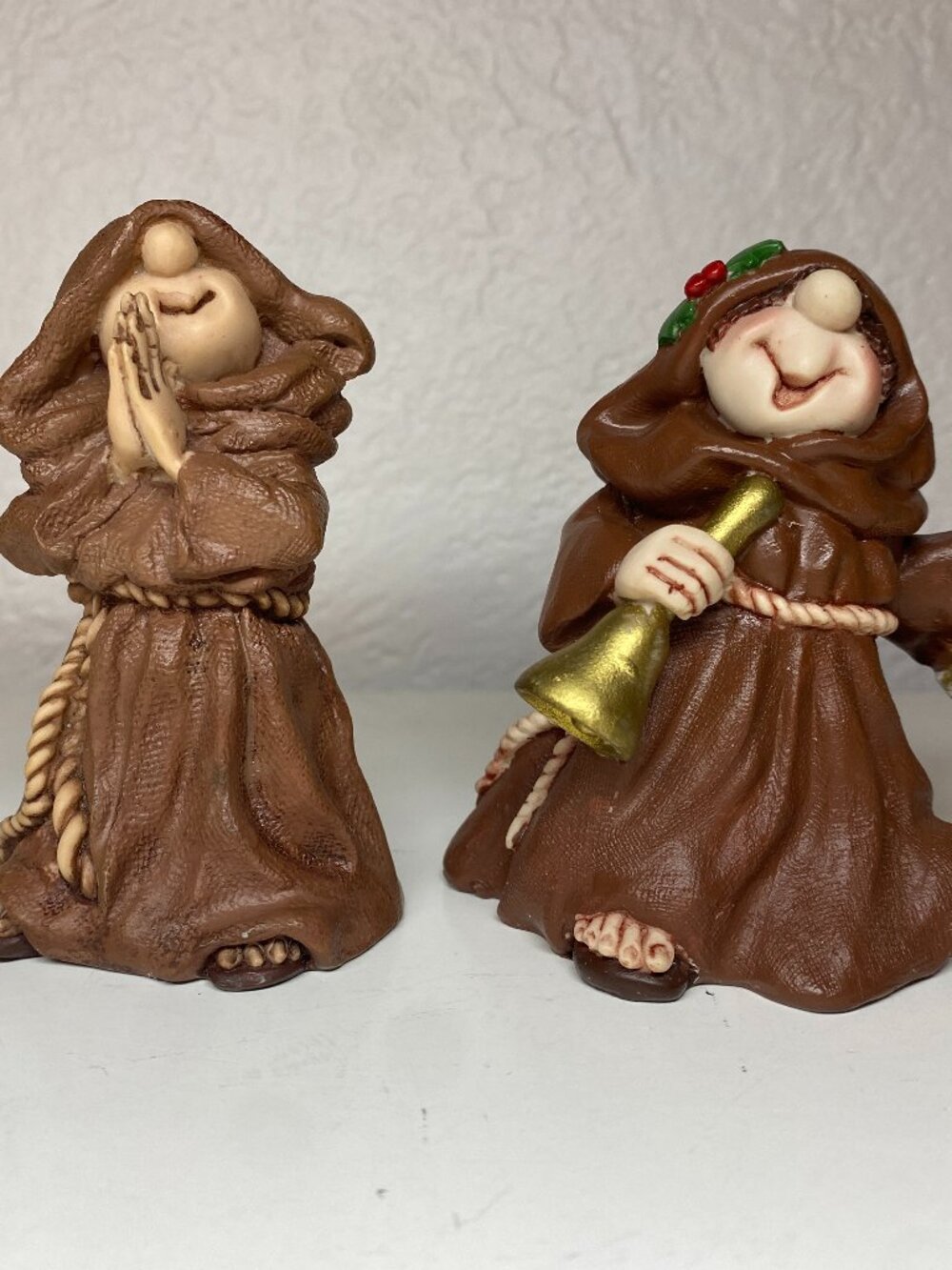 Friar Folk Holiday Lot 2 Monk Figurines Maureen 1996 1999 Christmas